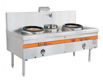 双头单尾鼓风炒灶 三眼灶